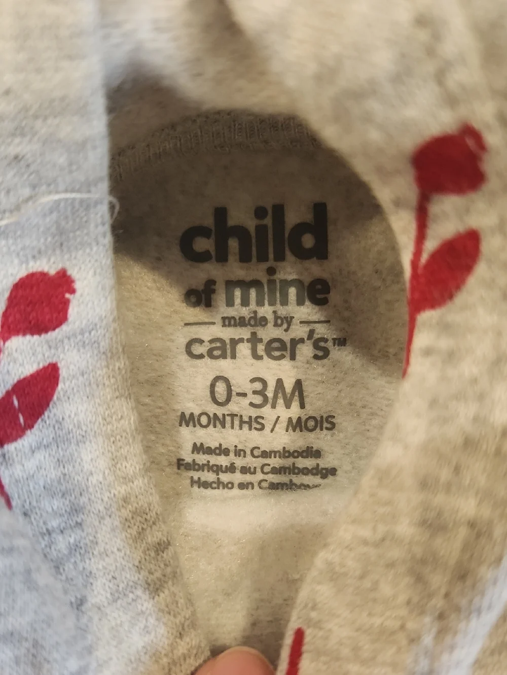 Carter's Gray Hoodie Set with Red Floral Accents - Picture 2 of 2